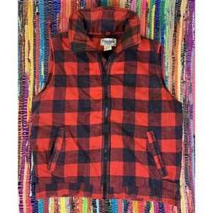 Repage Men Plaid Red&Black Full Zipper Insulated Vest Size L